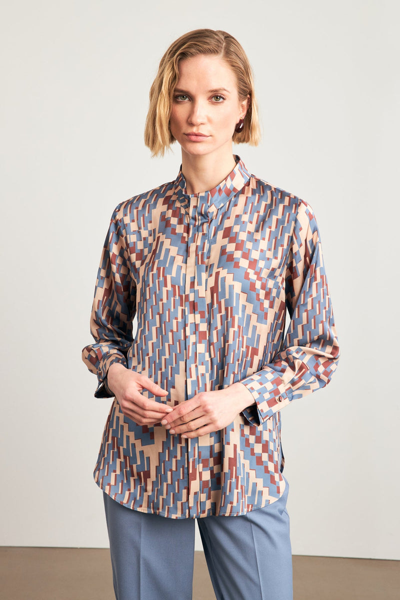 Setre Geometric Pattern Shirt Brown/Blue