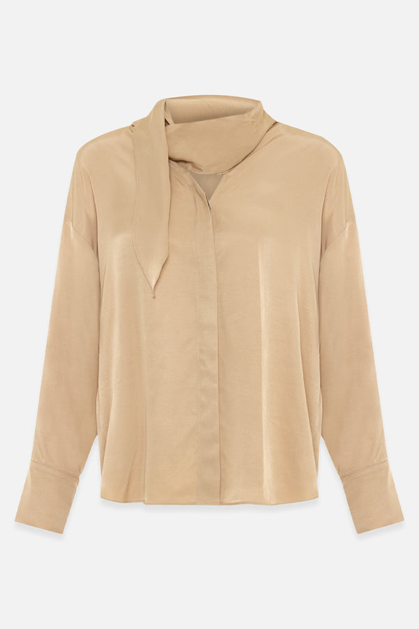 Setre Collar Tie Detail Shirt Beige