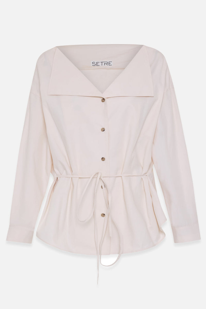 Setre Wide Collar With Tie Detail Shirt Cream