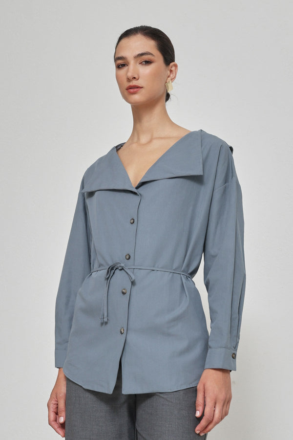 Setre Wide Collar With Tie Detail Shirt Crystal