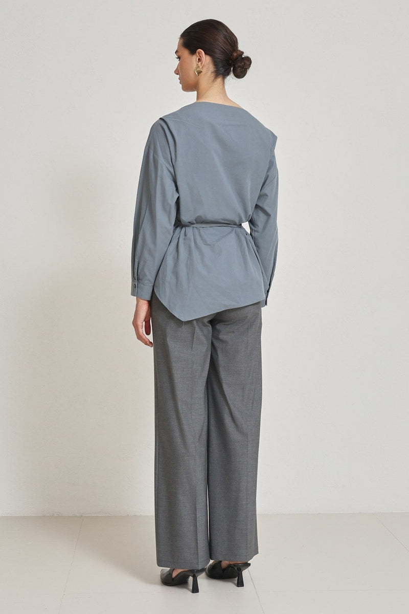 Setre Wide Collar With Tie Detail Shirt Crystal