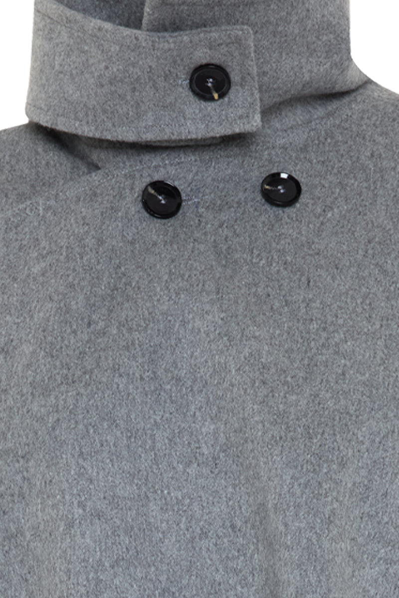 Setre Button Detailed Poncho Coat Grey
