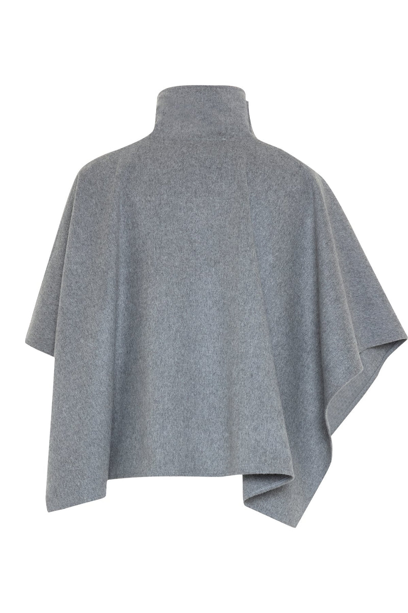 Setre Button Detailed Poncho Coat Grey
