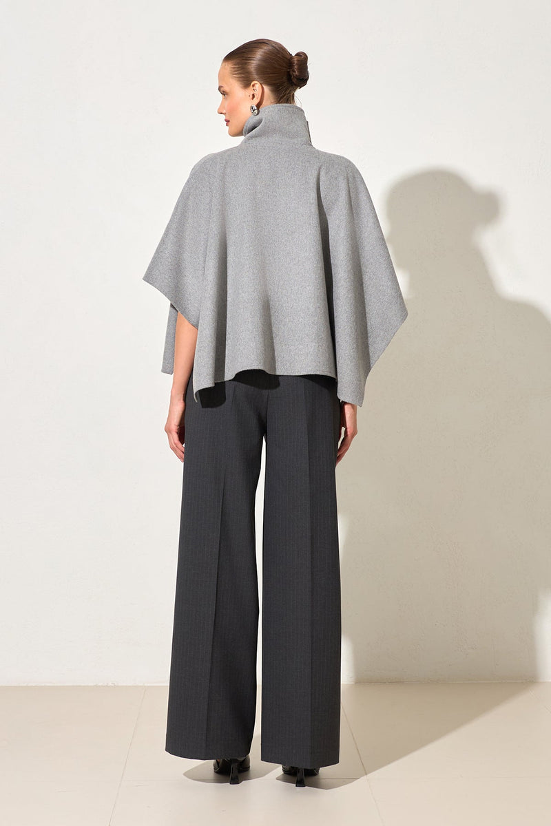 Setre Button Detailed Poncho Coat Grey