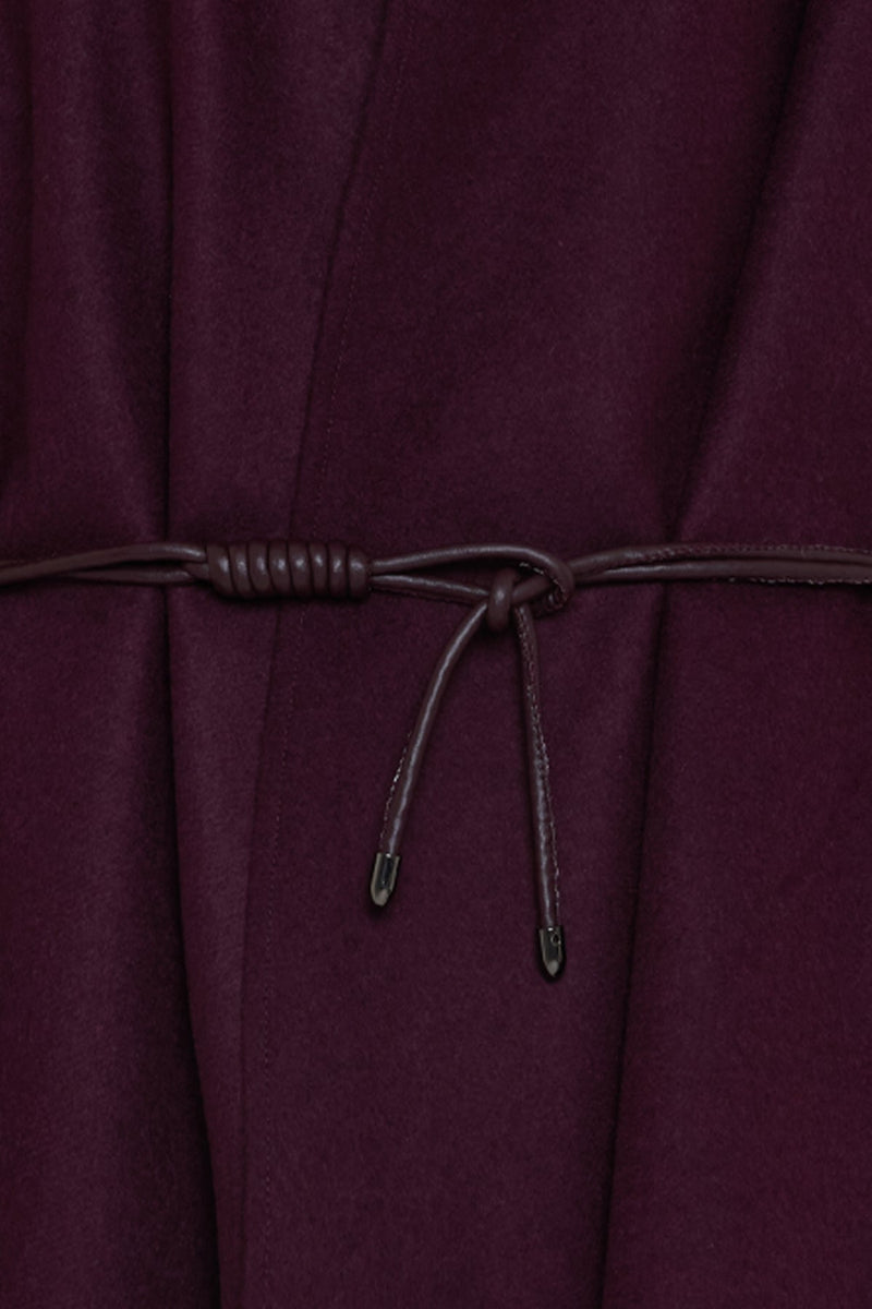 Setre Collarless Loose Comfortable Cut Coat Burgundy