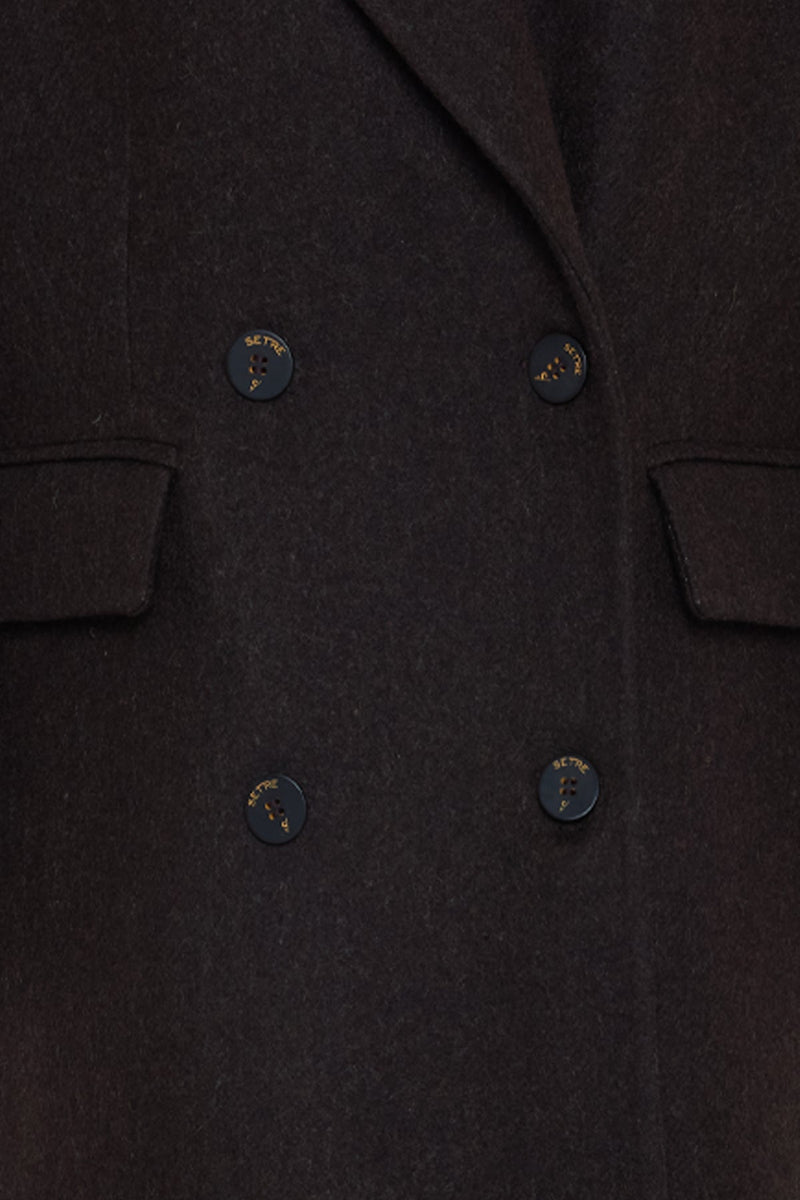 Setre Asymmetrical Button And Pocket Detailed Coat Coffee Brown