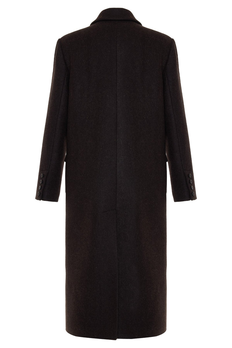 Setre Asymmetrical Button And Pocket Detailed Coat Coffee Brown