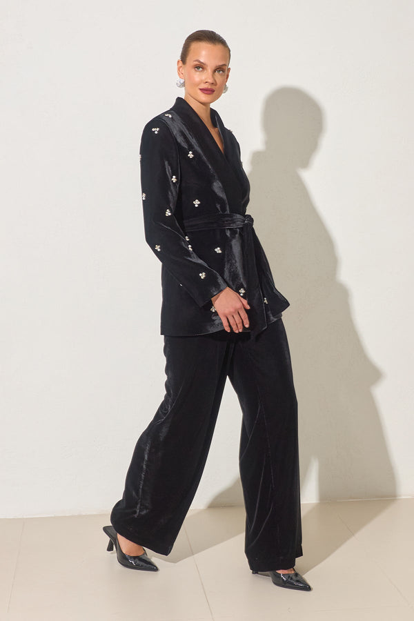 Setre Stone And Collar Detailed Tie Jacket Black