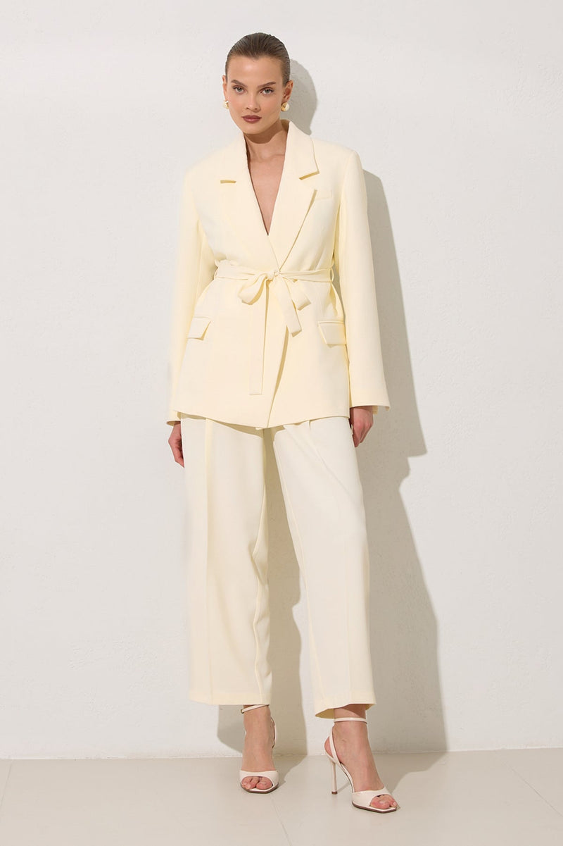 Setre Belted Blazer With Trousers Cream