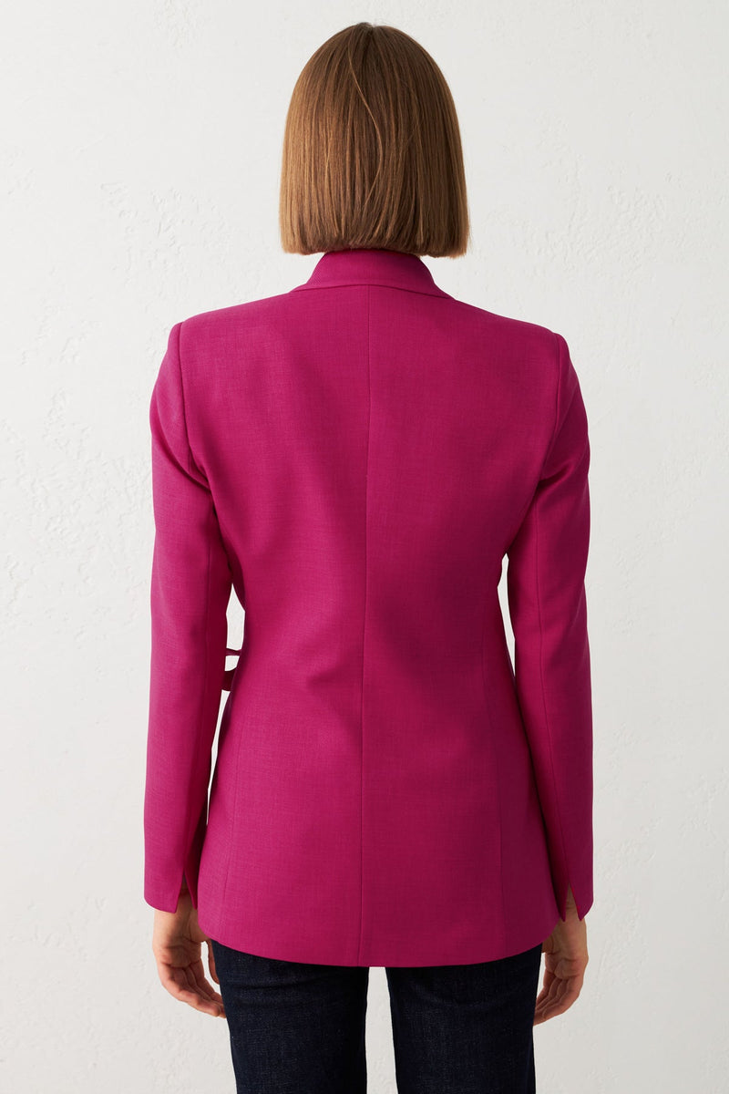 Setre Asymmetrical Side Tie Detailed Jacket Fuchsia