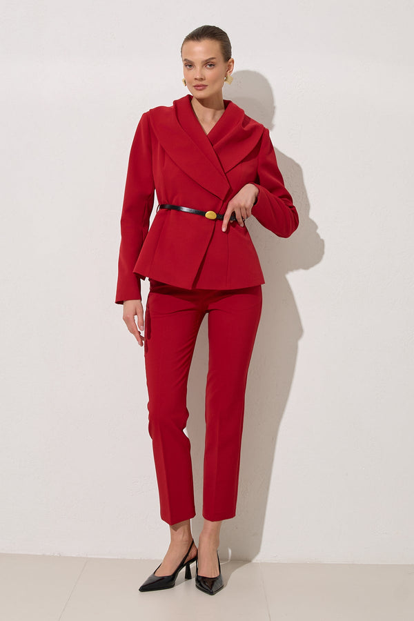 Setre Belt Detailed Blazer With Trousers Red