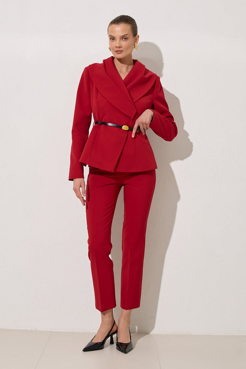 Setre Belt Detailed Blazer With Trousers Red