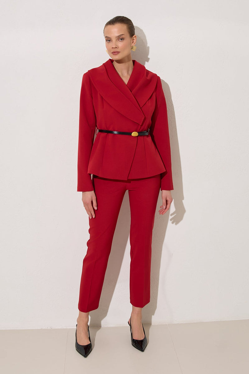 Setre Belt Detailed Blazer With Trousers Red