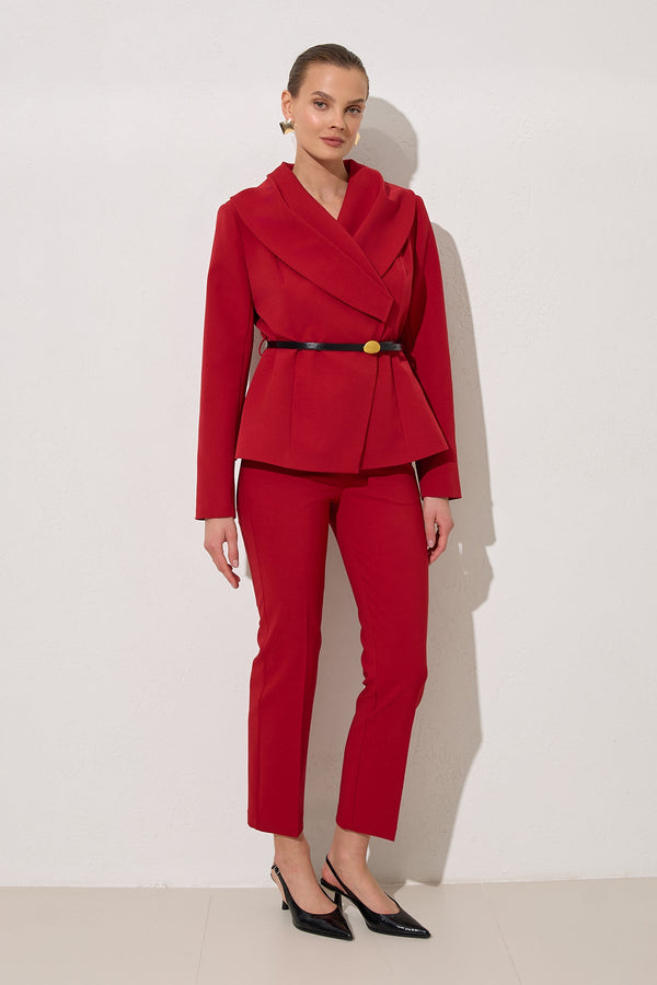 Setre Belt Detailed Blazer With Trousers Red