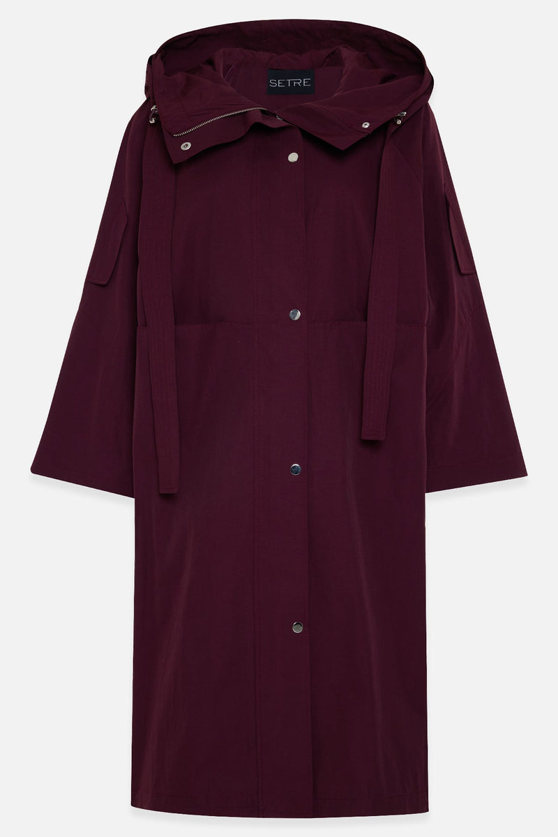 Setre Relaxed Cut Trench Coat With Collar Detail Burgundy