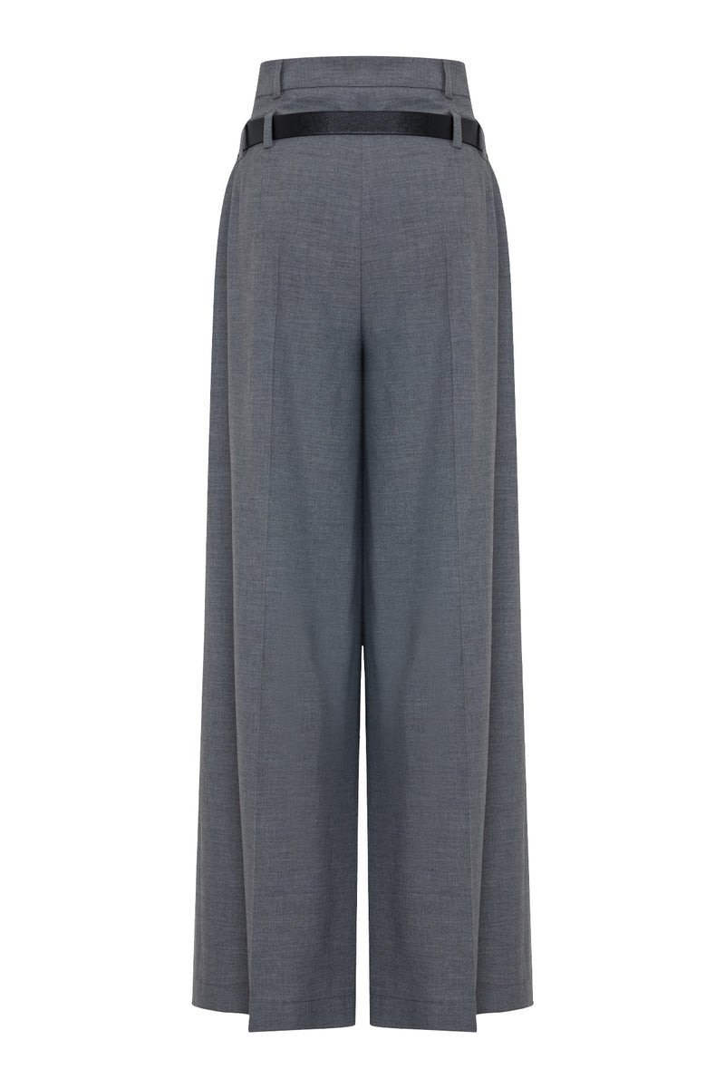 Setre Pleated Detailed And Belted Relaxed Cut Trousers Grey