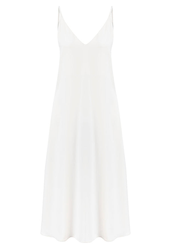 Nu Spaghetti Strap A-Line Dress Off White