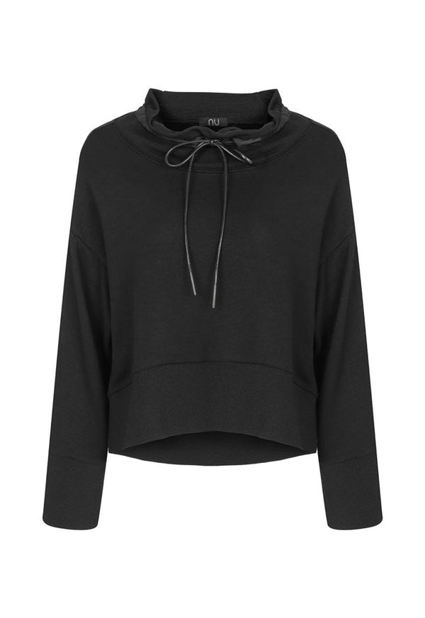 Nu Long Sleeve Pullover Drawstring Hoodie Sweatshirt Black