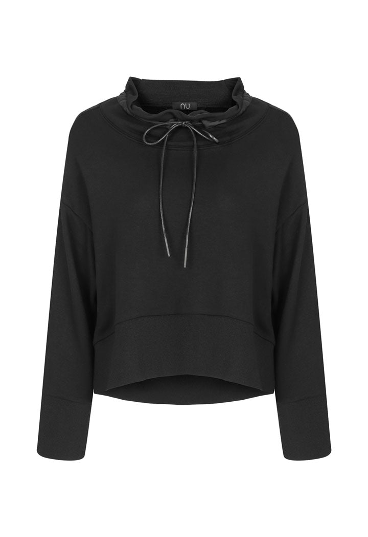 Nu Long Sleeve Pullover Drawstring Hoodie Sweatshirt Black