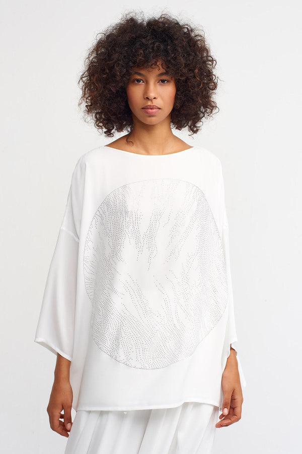 Nu Lurex Oversized Blouse Off White