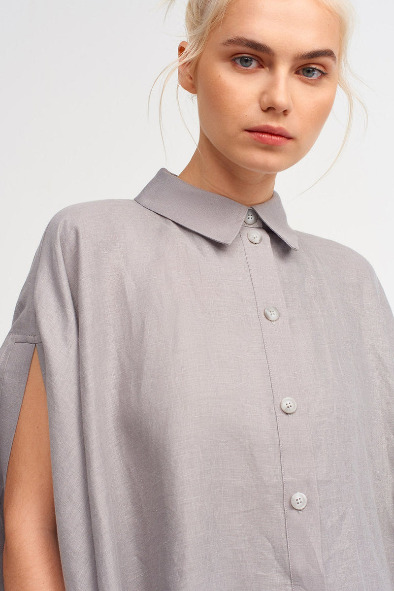 Nu Solid Ovesized Shirt Grey