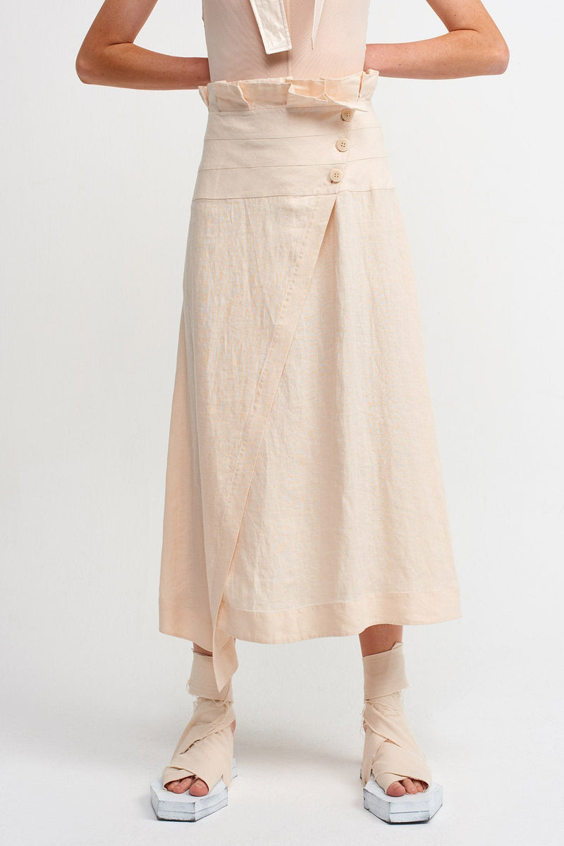 Nu Overlap Detail Midi Skirt Off White