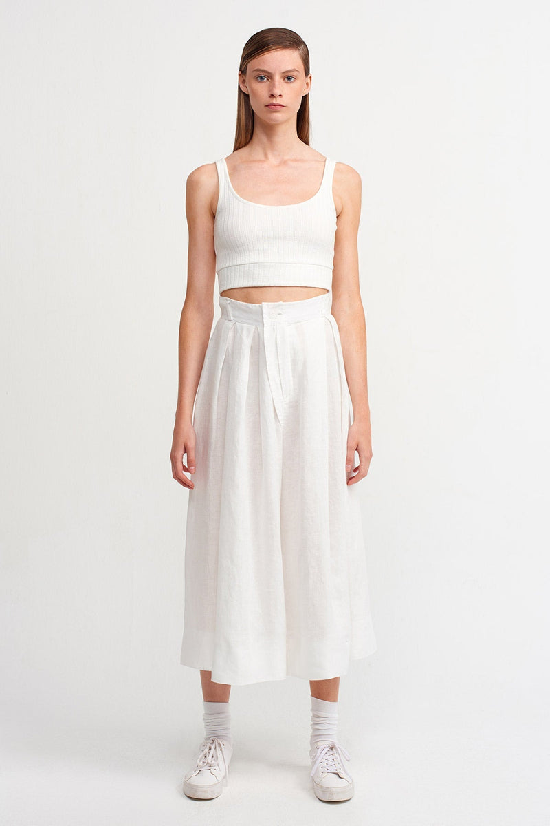 Nu High Waist Culotte Trouser Off White