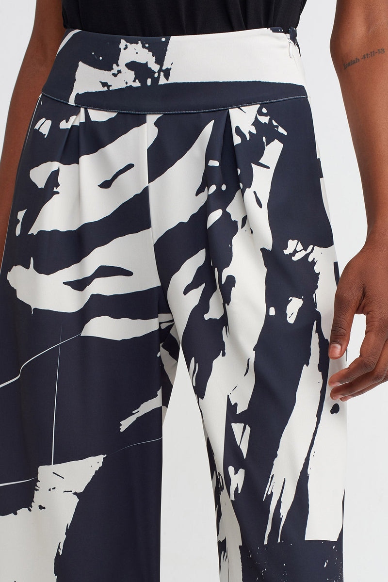 Nu Printed Wide Leg Trouser Black/Offwhite