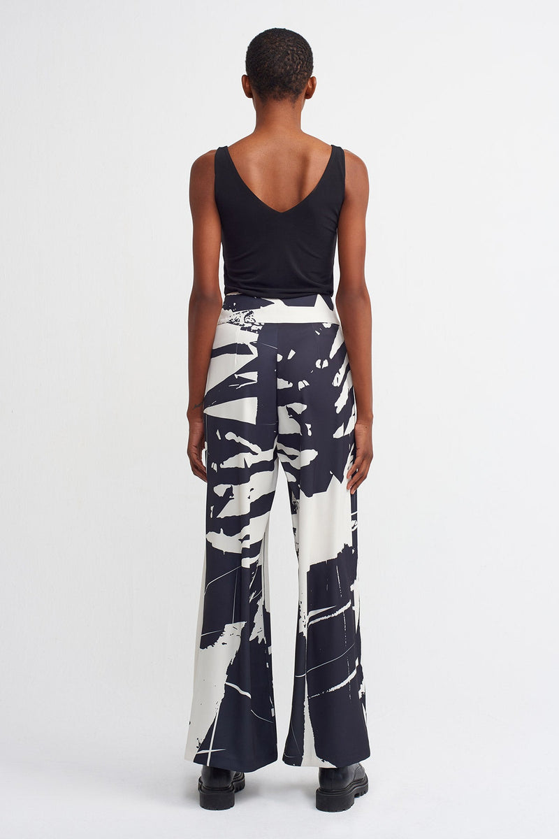 Nu Printed Wide Leg Trouser Black/Offwhite