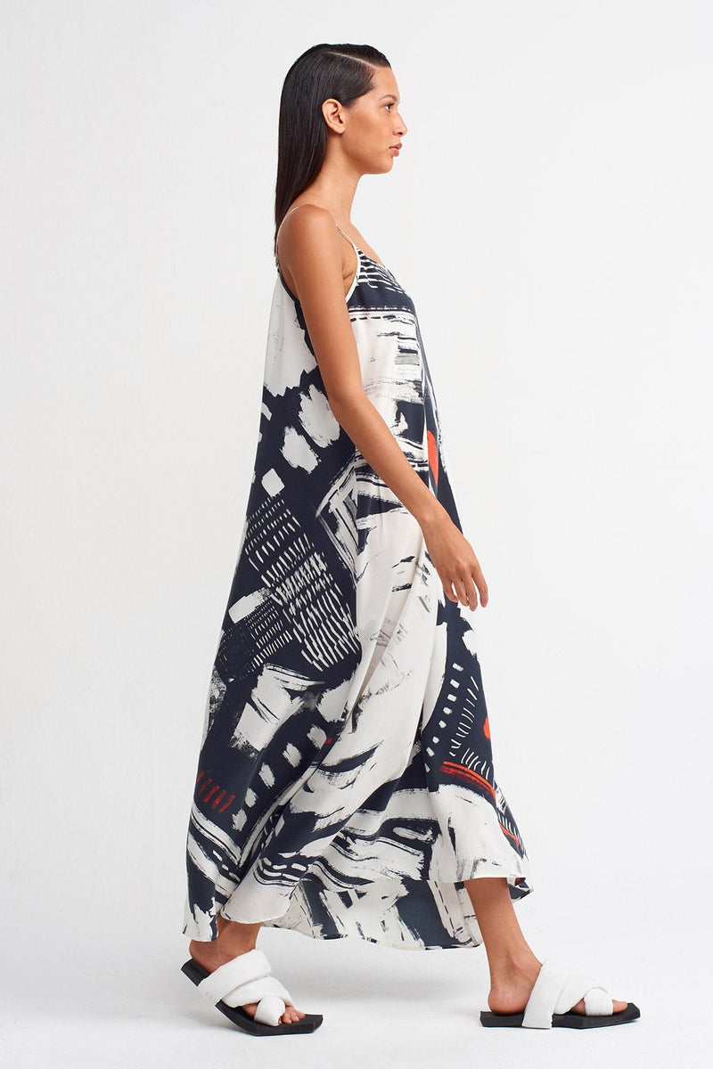 Nu Printed Maxi Dress Black/Off White