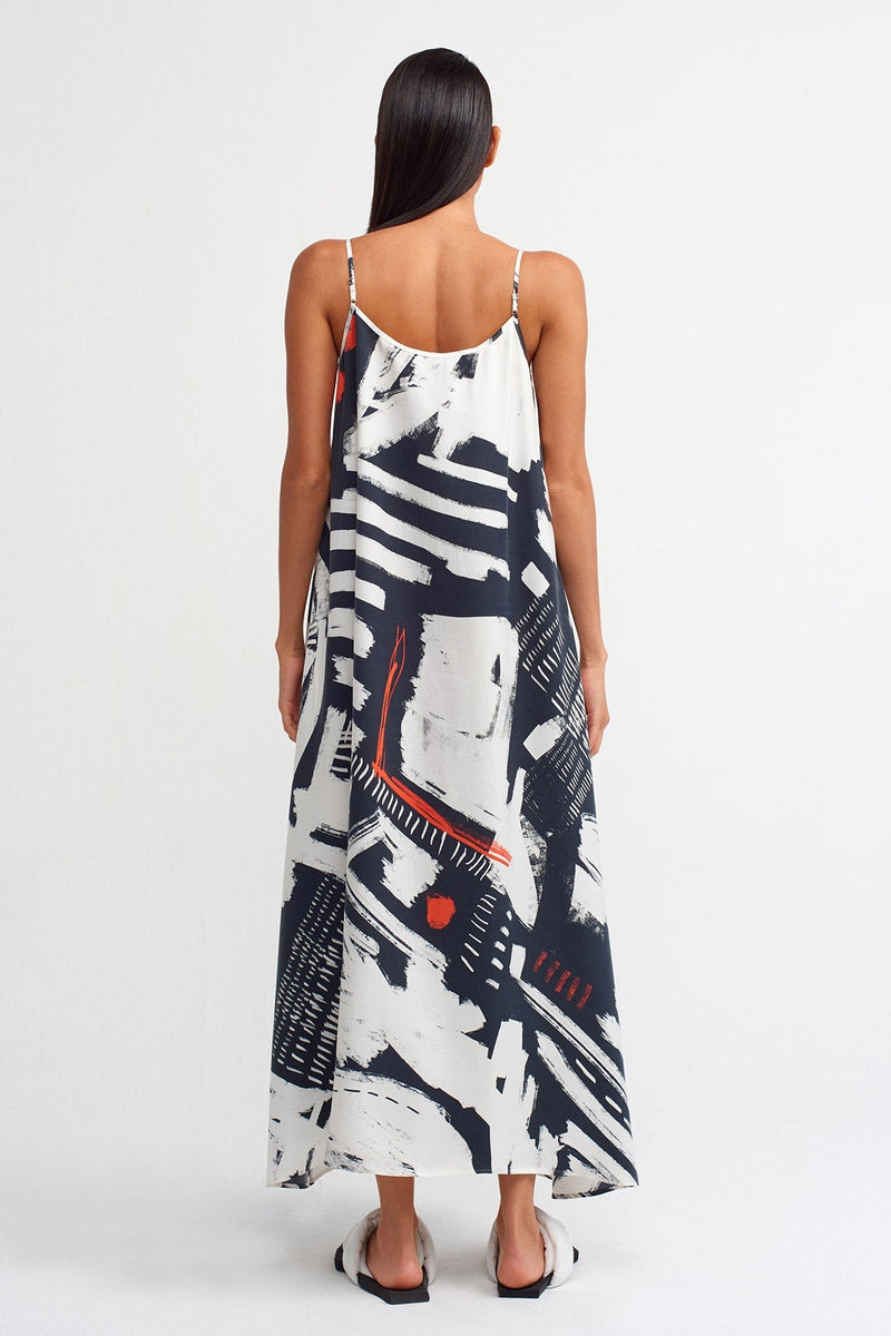 Nu Printed Maxi Dress Black/Off White