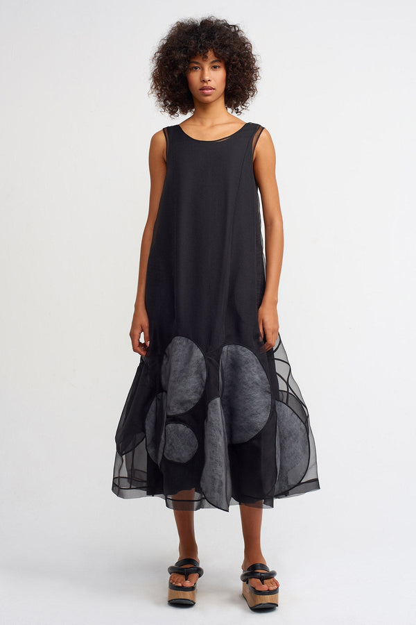 Nu Patch Detail Organza Dress Black