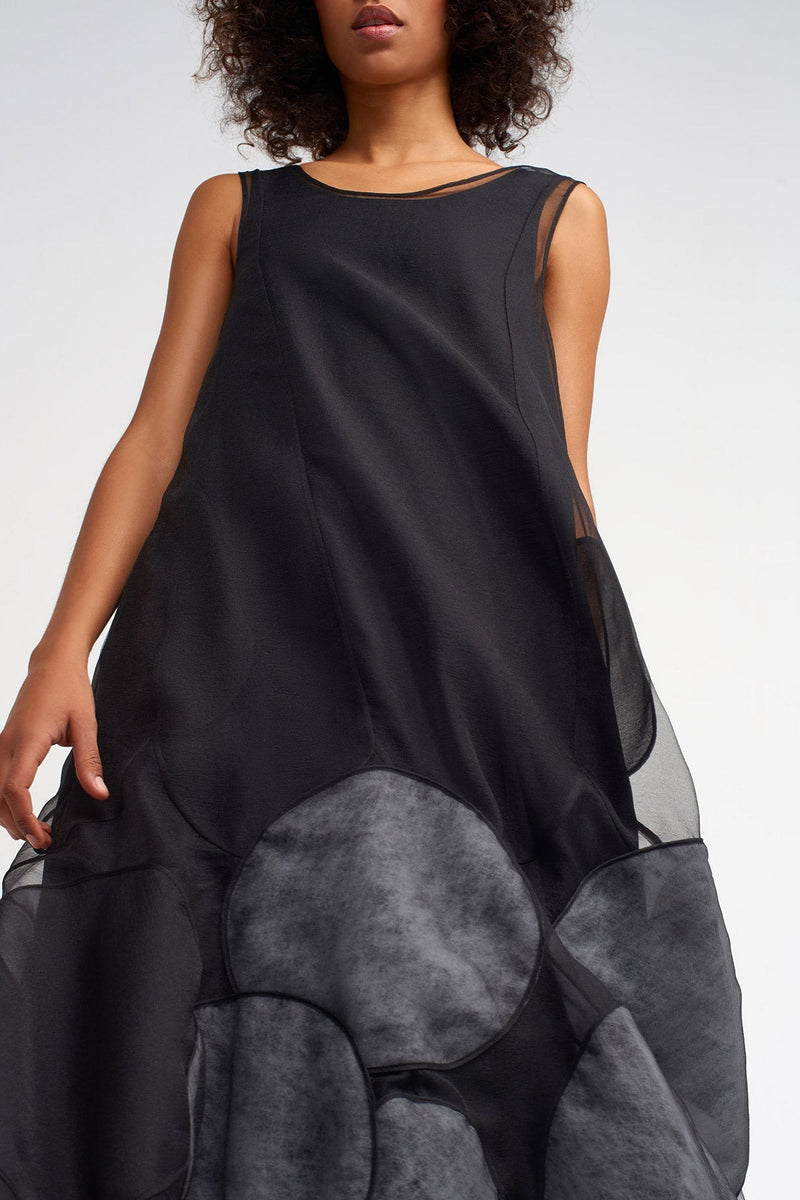 Nu Patch Detail Organza Dress Black