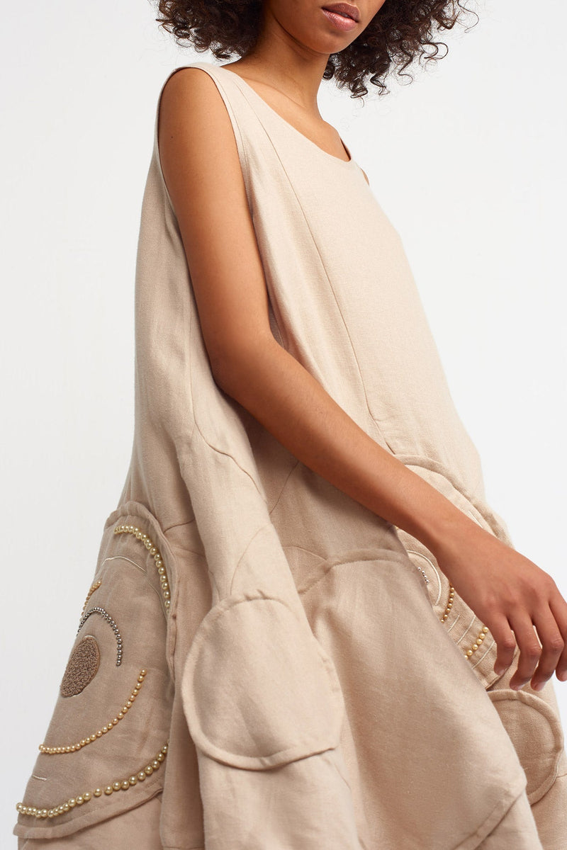 Nu Patch With Embellished Dress Beige