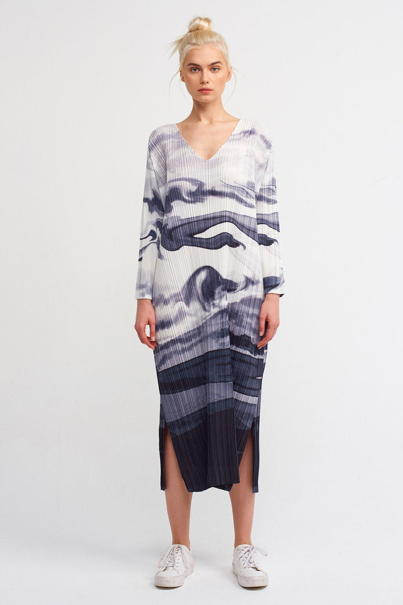 Nu Printed Pleated Dress Multicolor