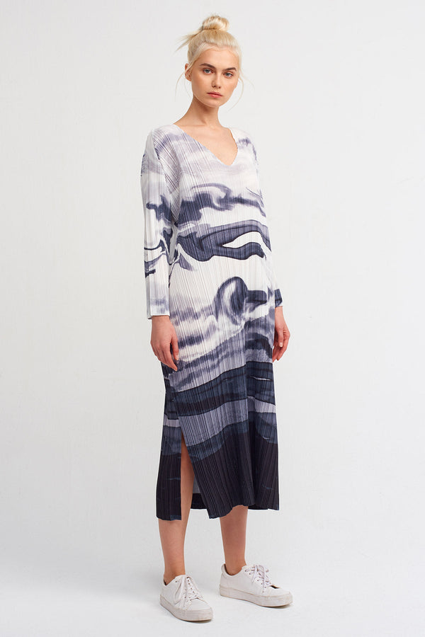 Nu Printed Pleated Dress Multicolor