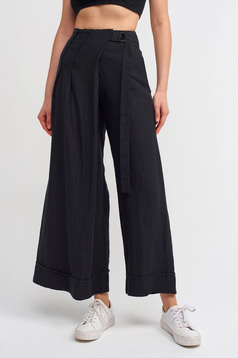 Nu Buckle Detail Palazzo Trouser Black