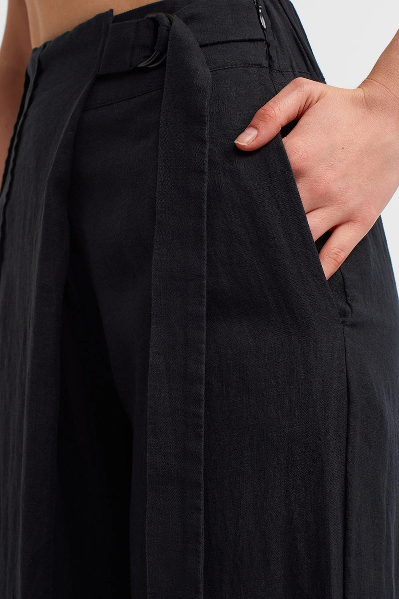 Nu Buckle Detail Palazzo Trouser Black