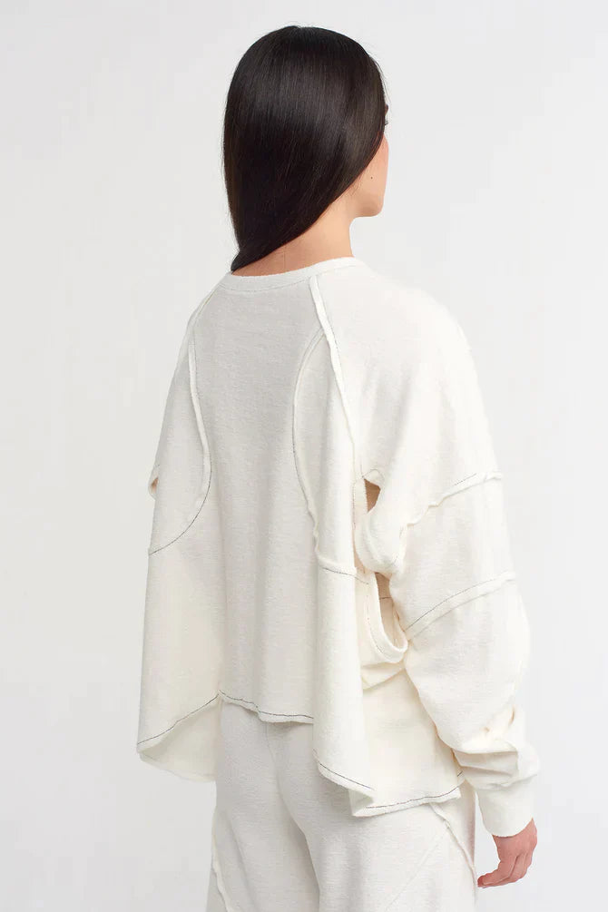 Nu Cropped Sweatshirt With Stitched Detail Off White