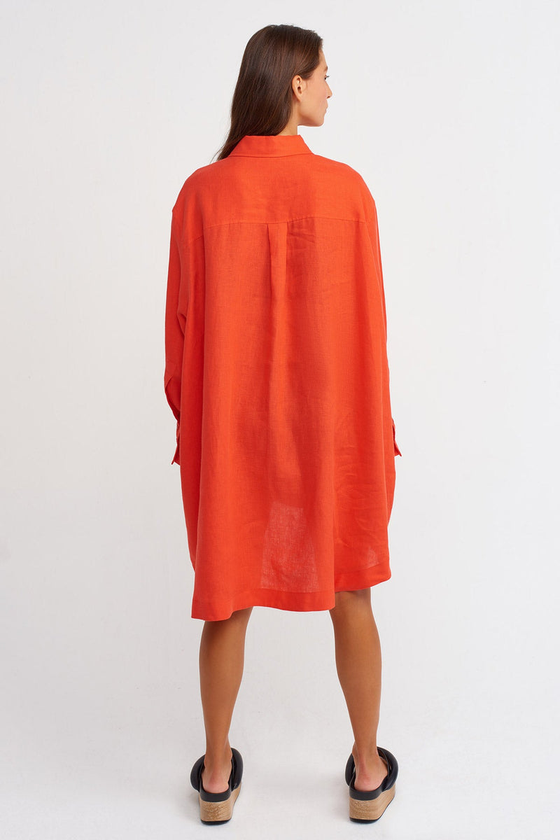 Nu Solid Oversize Long Shirt Orange