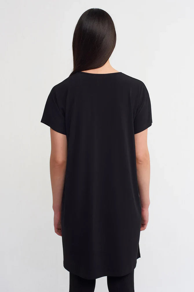 Nu Solid Long Back Top Black