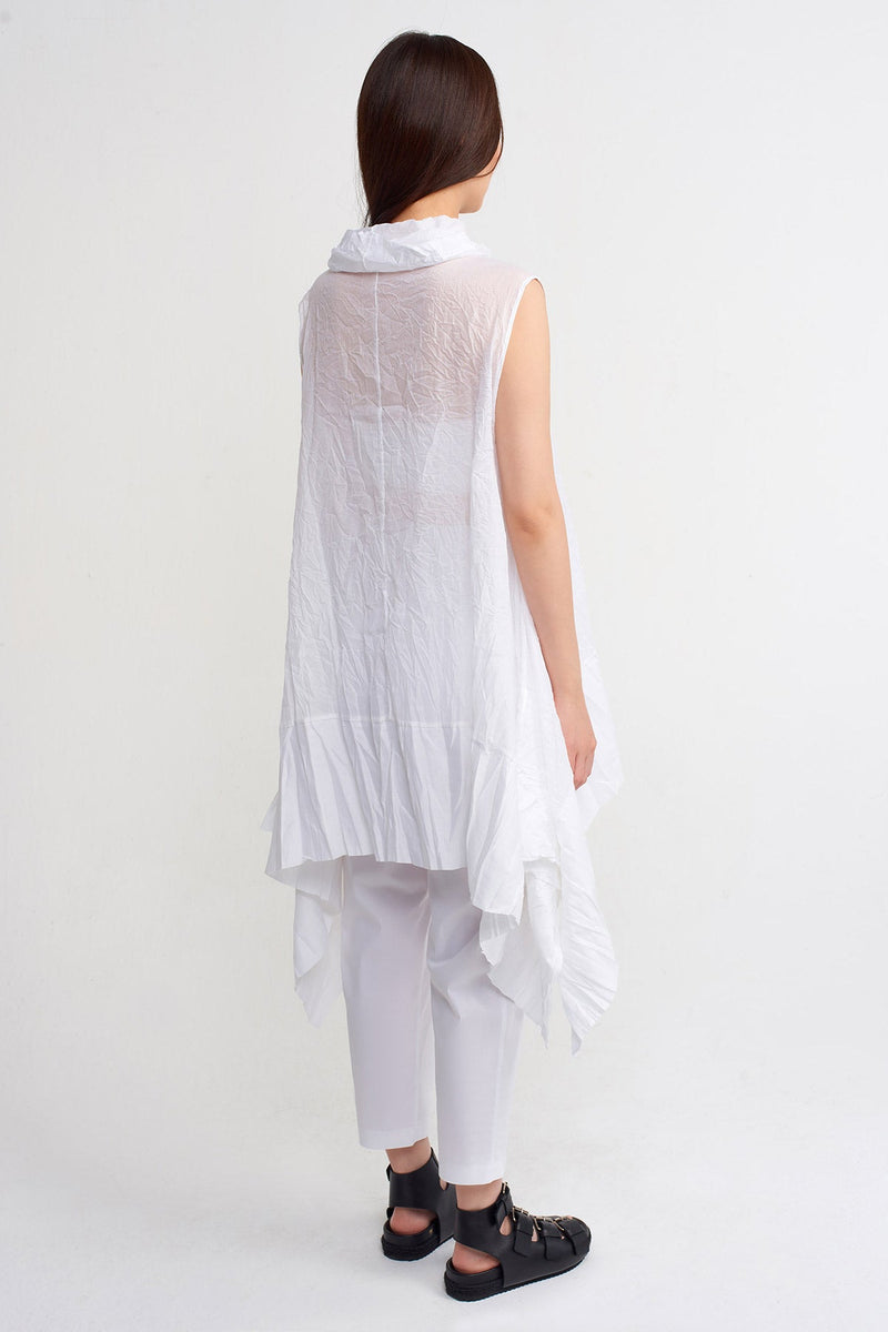 Nu Solid High Neck Blouse Off White