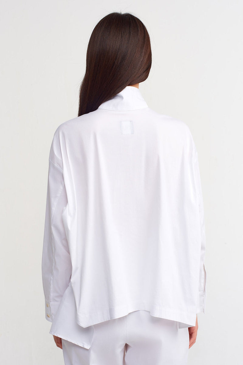 Nu Asymmetrical Hem Solid Shirt Off White