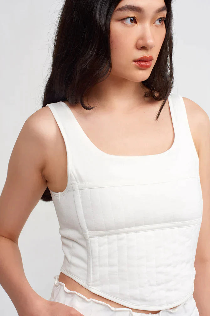 Nu Solid Zip Up Bustier Off White