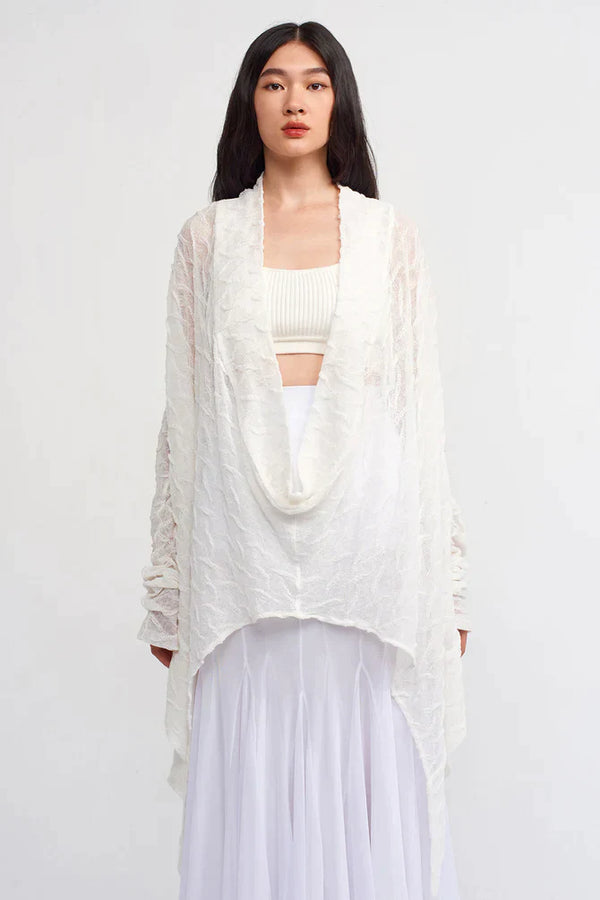 Nu Draped Collar Asymmetrical Blouse Off White