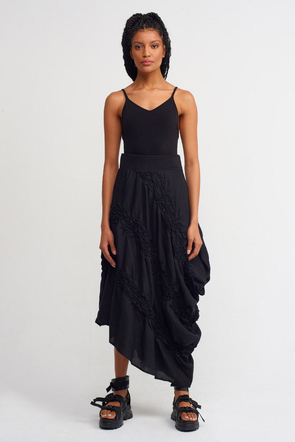 Nu Pleated Waist Asymmetrical Skirt Black