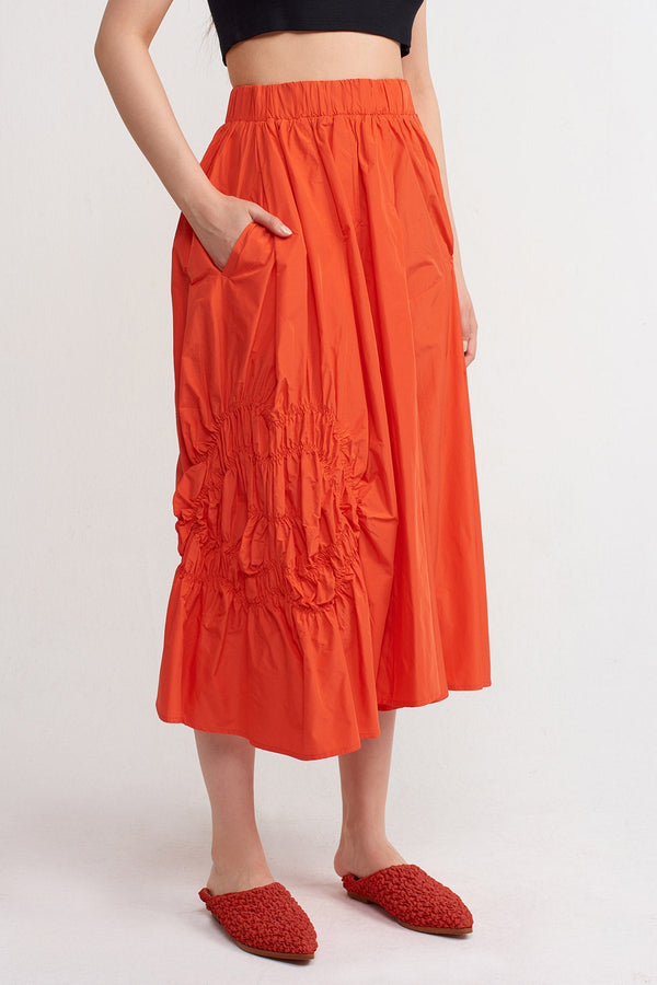 Nu Rubber Embroidered Taffeta Skirt Orange