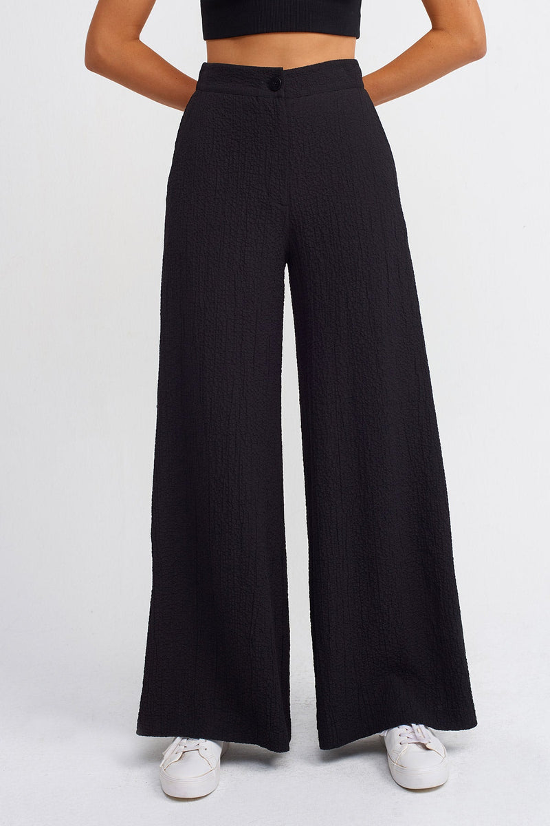 Nu Textured Wide Leg Trousers Black