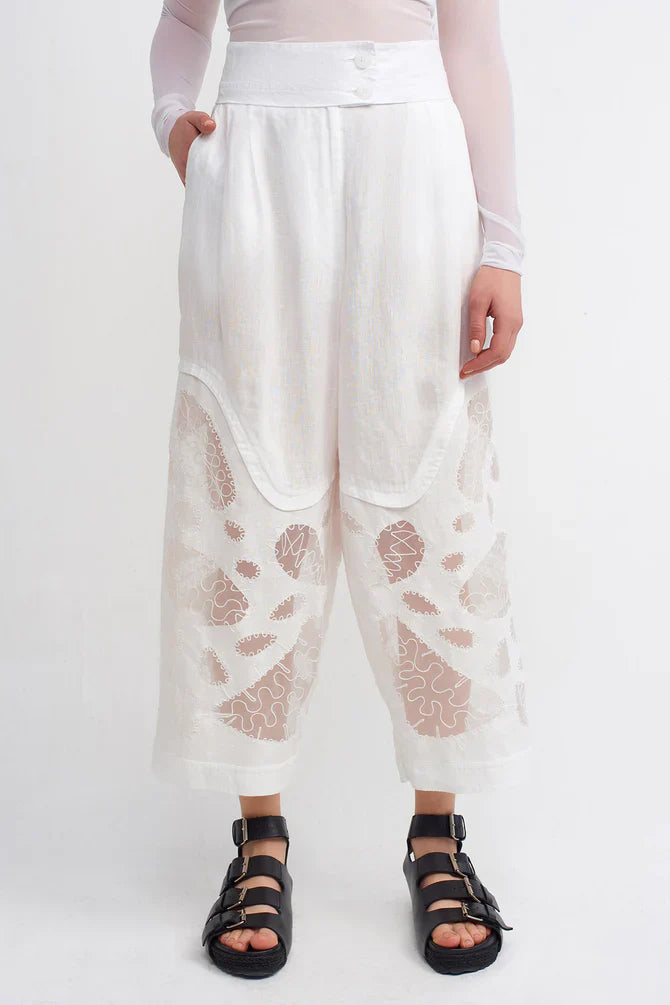 Nu Transparent Detail Trousers Off White