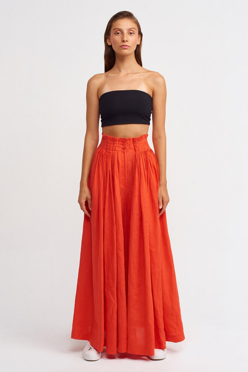 Nu Wide Leg Trousers With Pleated Waist Orange